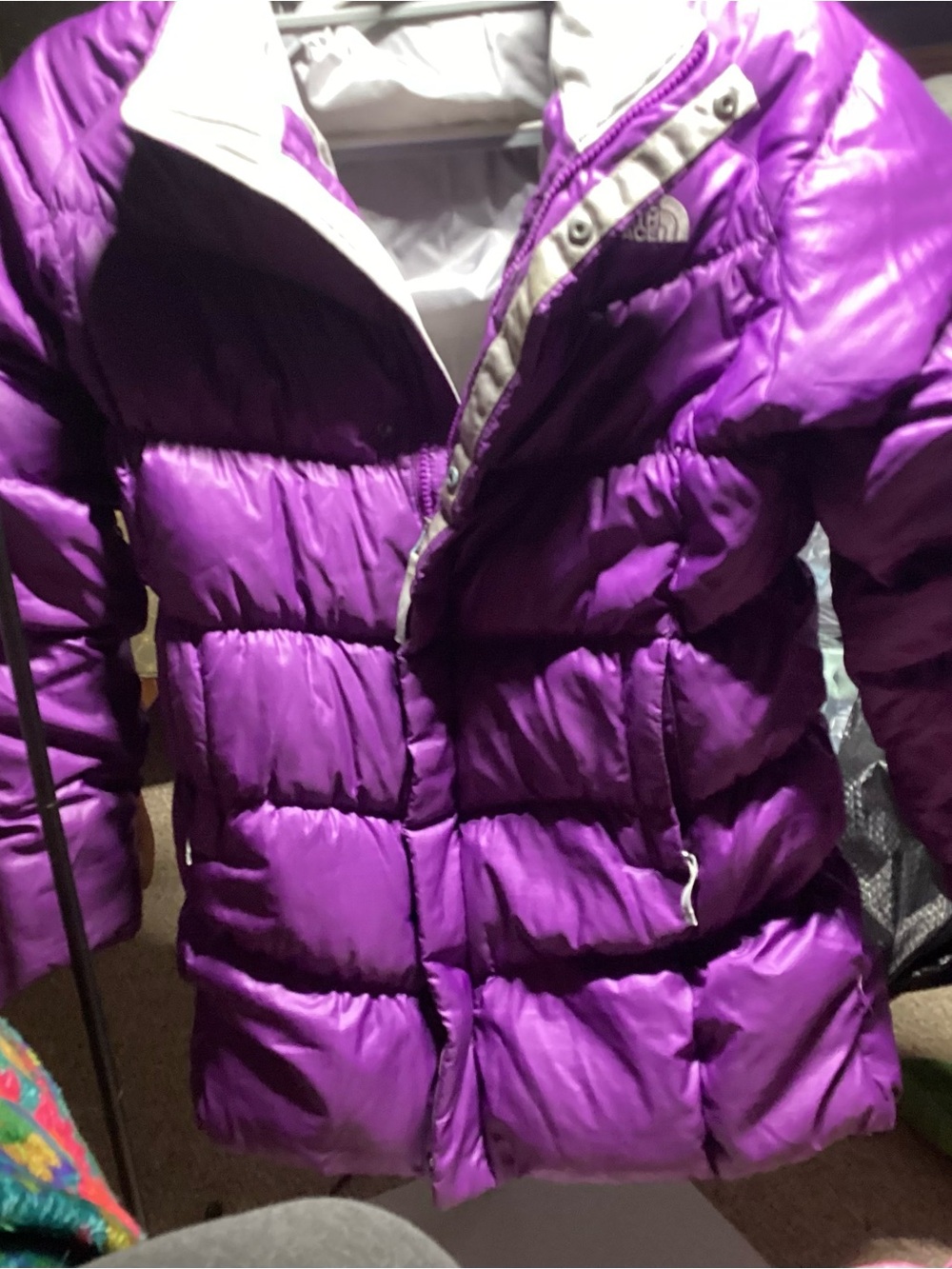 The North Face Girls' Purple Quilted Puffer Jacket Size (18)